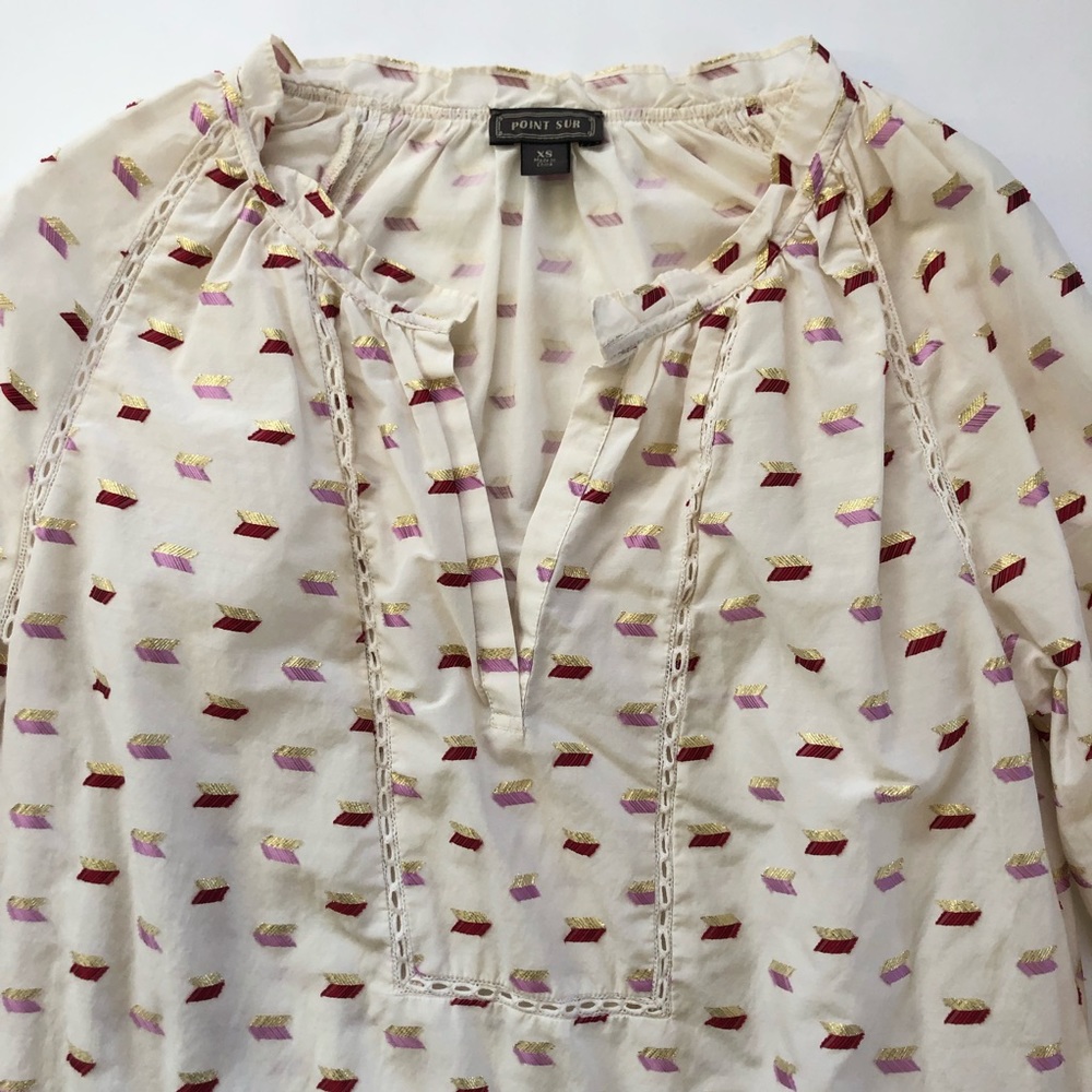J. Crew Point Sur Ruffle Neck Metallic Top - Picture 8 of 8
